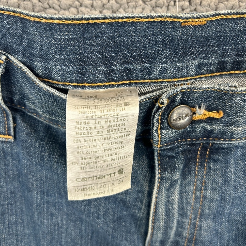 Carhartt Men's Blue Jeans 40x34 Relaxed Fit Stretch Denim Workwear‎ - Picture 3 of 9